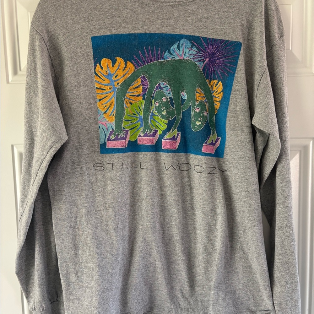 Gildan Gray Long Sleeve Tee with Colorful Graphic